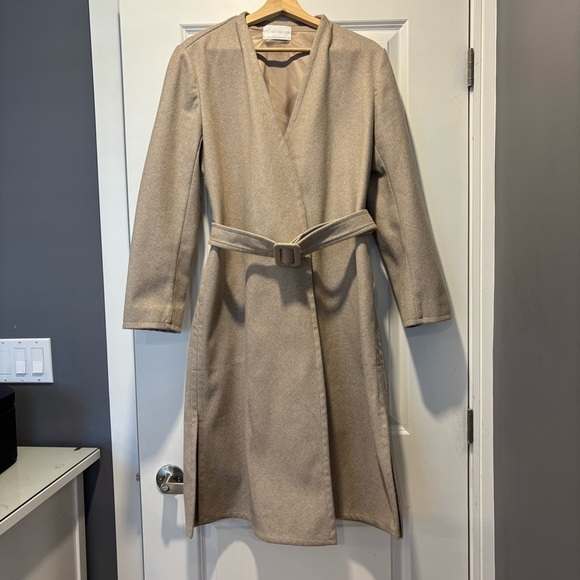 OAK + FORT Jackets & Blazers - OAK + FORT Women’s Double Faced Belted Coat, Khaki, Size Medium